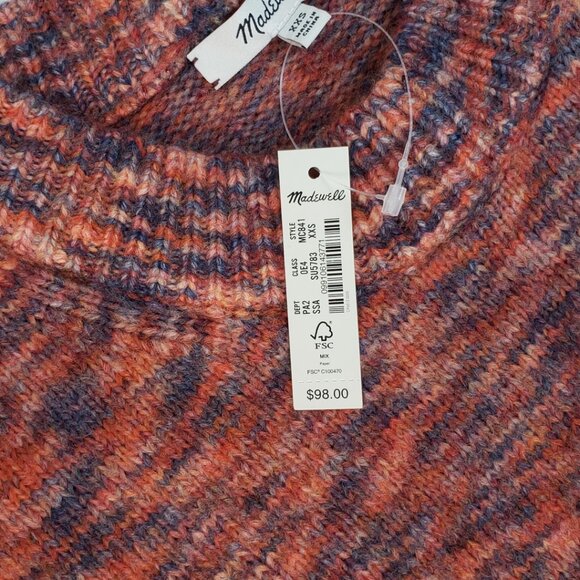 Madewell Sweater XXS Multicolor Blues Rust Orange Wool Acrylic Womens Knit NWT - Picture 6 of 16